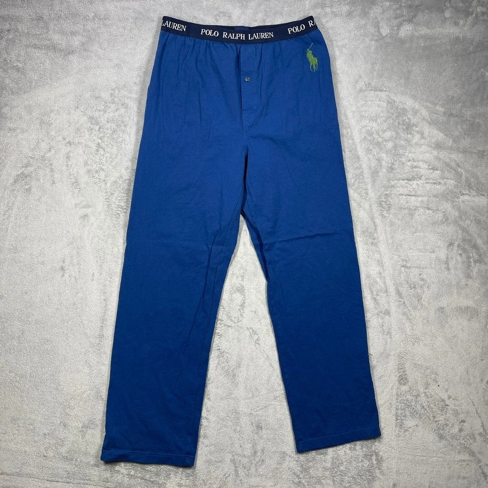 Polo Ralph Lauren Pajama Pants Mens Large Blue Cotton Big Pony‎ Logo